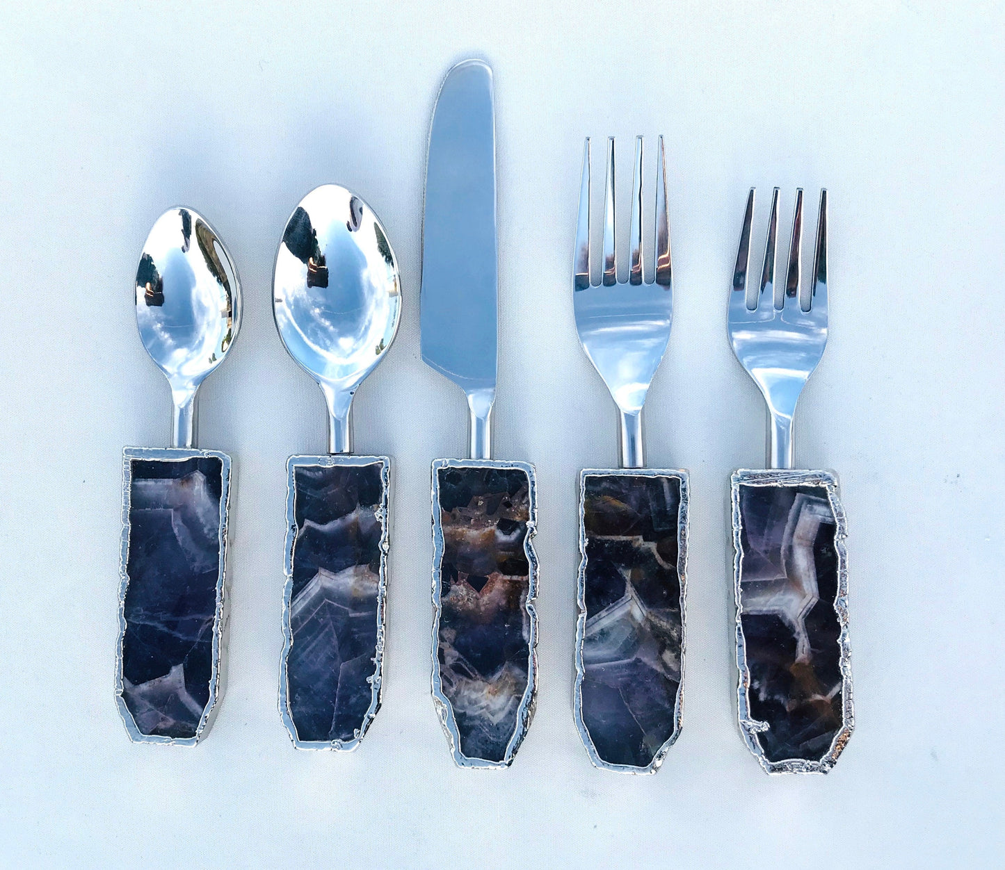 Set of 5 Pieces Amethyst Cutlery