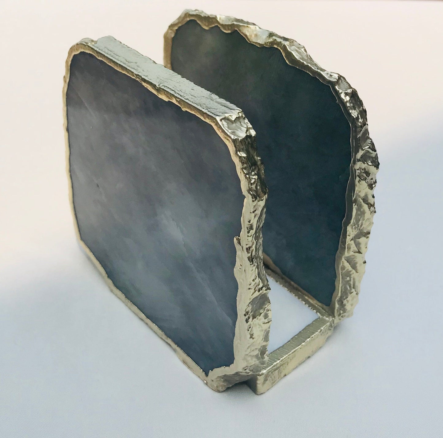 Grey Agate Napkin Holder/Natural Stone Napkin Holder/Paper Napkin Holder/Desk Napkin Holder/Picnic Holder