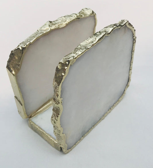White Agate Napkin Holder/Natural Stone Napkin Holder/Paper Napkin Holder/Desk Napkin Holder/Picnic Holder