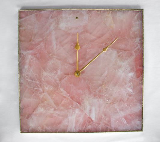 Rose Quartz Agate Wall Clock | Square | Pink