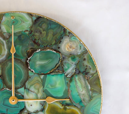 Light Green Agate Wall Clock | Circular