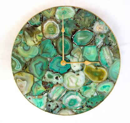 Light Green Agate Wall Clock | Circular