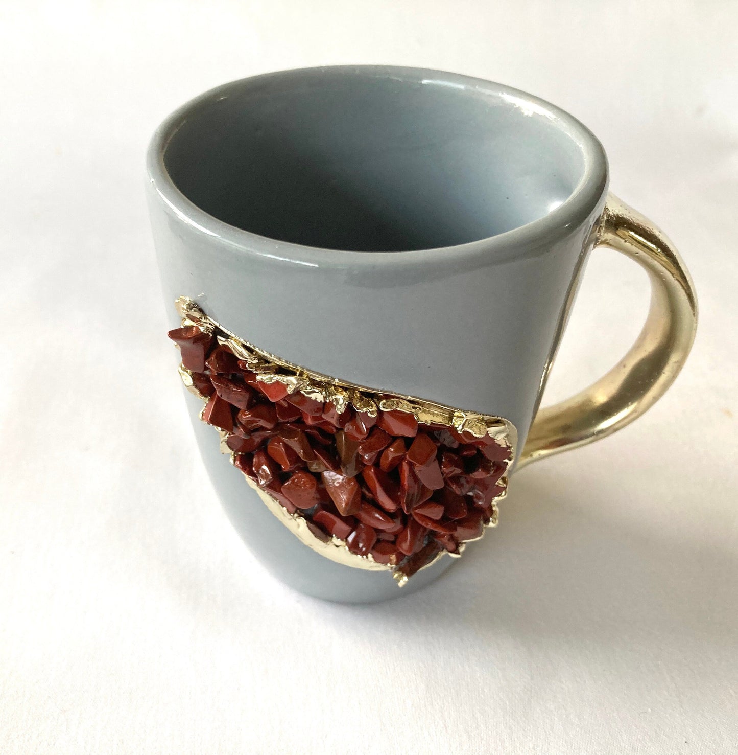 Grey & Gold Ceramic Agate Mugs (Set of 2)