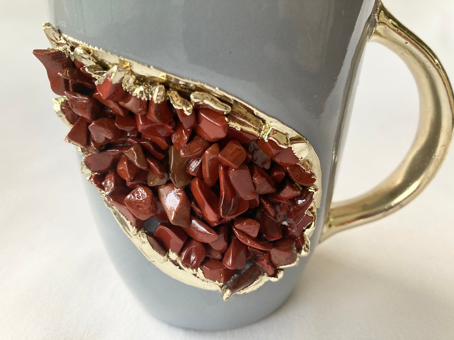 Grey & Gold Ceramic Agate Mugs (Set of 2)