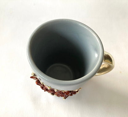 Grey & Gold Ceramic Agate Mugs (Set of 2)