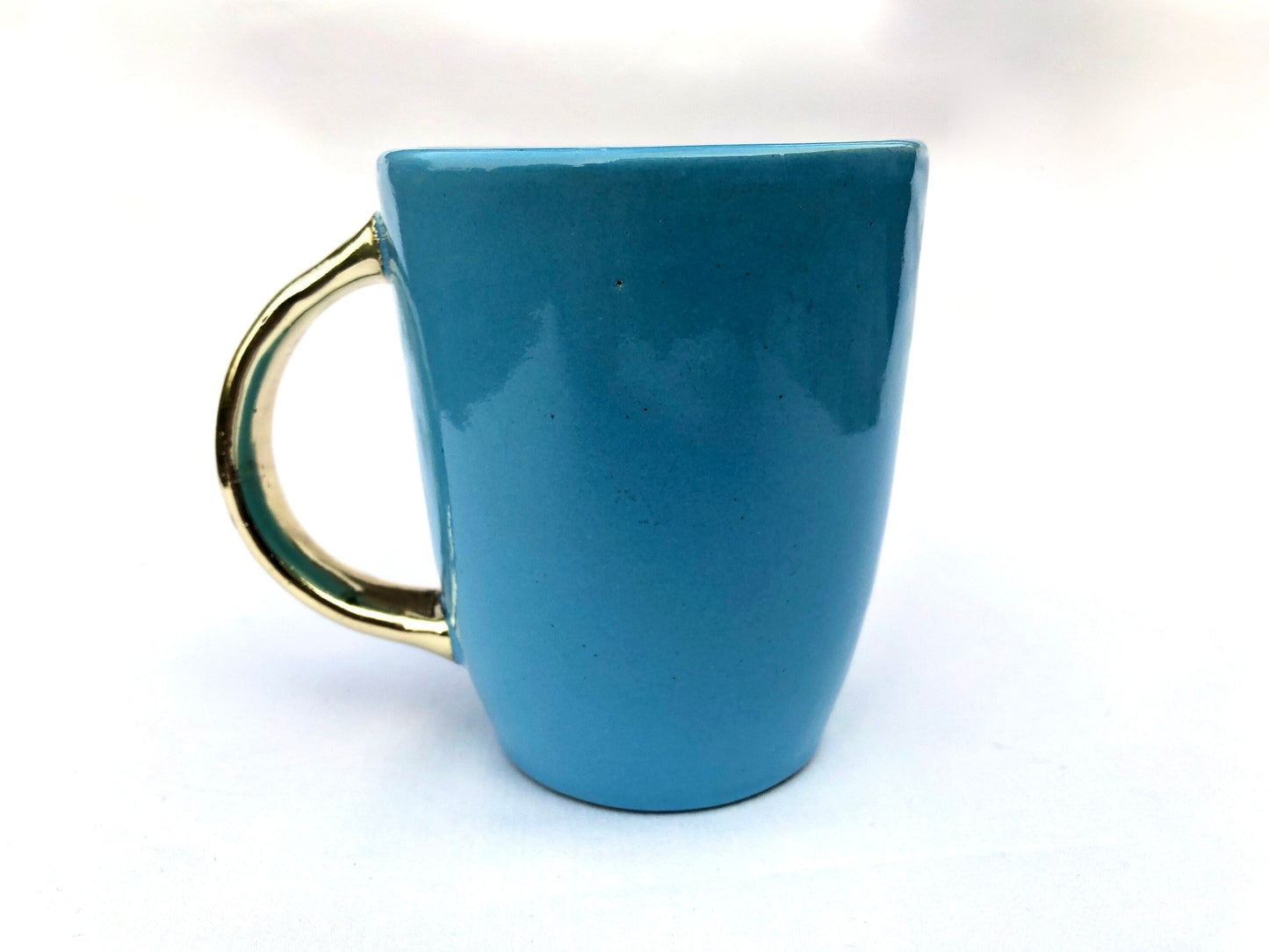Blue & Gold Ceramic Agate Mugs (Set of 2)