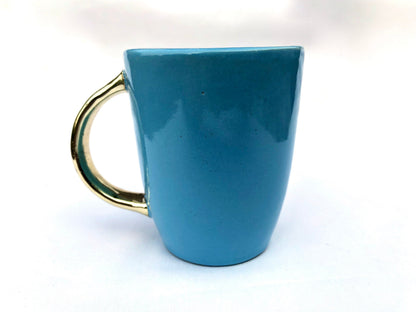 Blue & Gold Ceramic Agate Mugs (Set of 2)