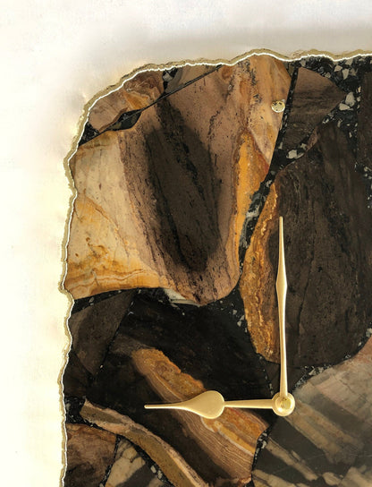 Large Brown Agate Wall Clock/Personalised Momento/10"x15"