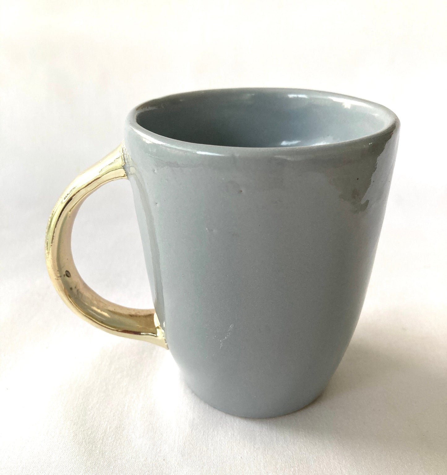 Set of 2 |Personalised Grey and Gold Ceramic Coffee/Tea Mug with Black Semi-precious Agate Crystal Gemstones| 8 Oz