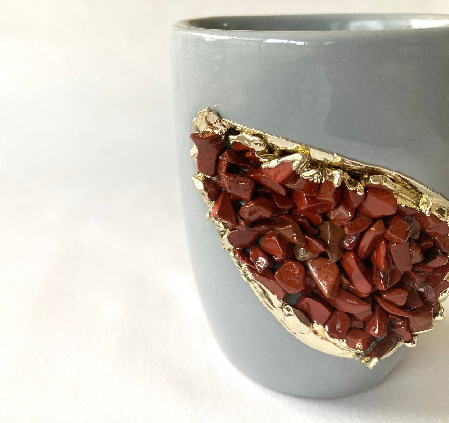Grey & Gold Ceramic Agate Mugs (Set of 2)