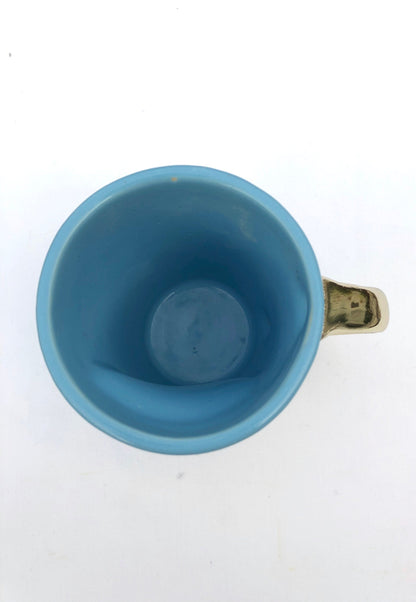 Set of 2 |Personalised Blue and Gold Ceramic Coffee/Tea Mug with Purple Semi-precious Agate Crystal Gemstones| 8 Oz