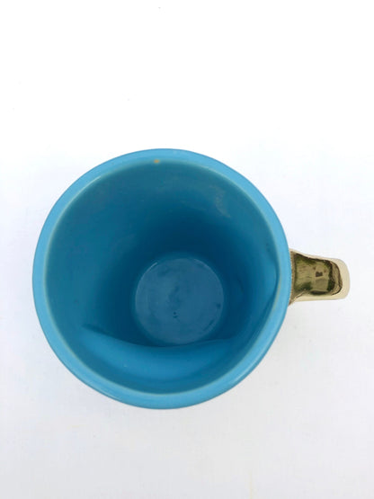 Set of 2 |Personalised Blue and Gold Ceramic Coffee/Tea Mug with Dark Red Semi-precious Agate Crystal Gemstones| 8 Oz