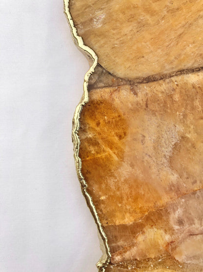 Large Golden Brown Agate Wall Clock/Personalised Momento/10"x15"