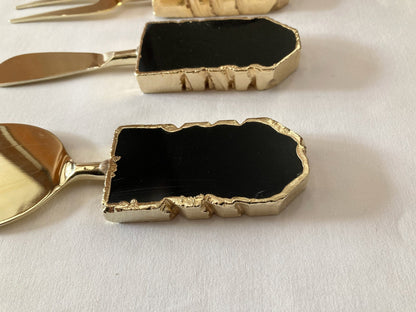 Set of 3 Black Agate Cheese Knives/Spreaders