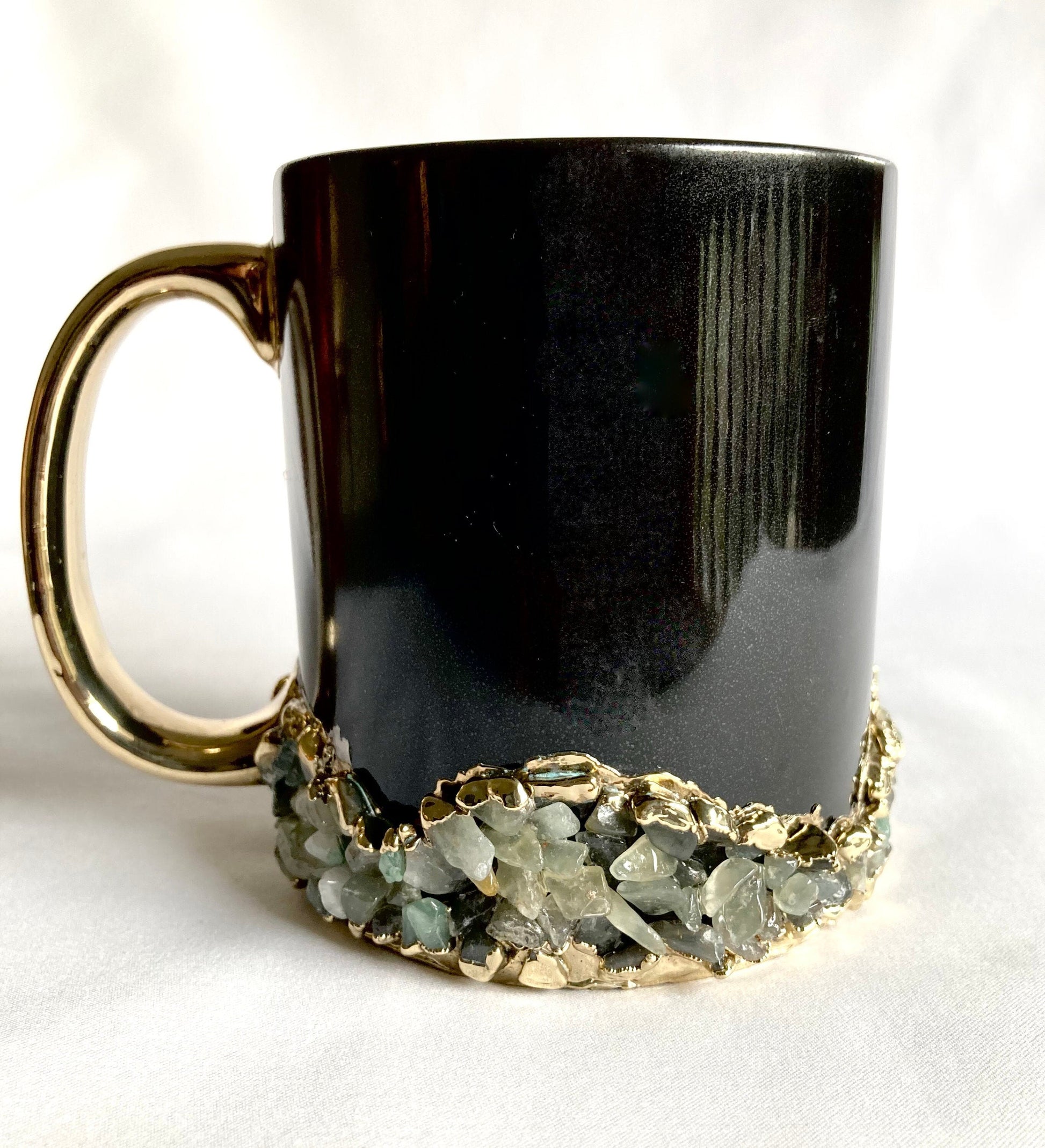 Crystal Base Ring Mug | Black & Gold | 13oz — Light Green Agate