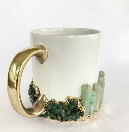 Crystal Base Ring Mug | White & Gold | 13oz — Green Agate
