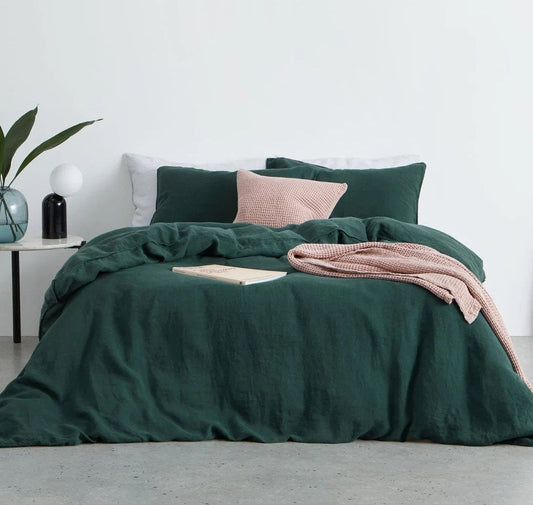 Dark Green - 100% Cotton 3 Piece Duvet Cover Set | 4 Piece Sheet Set | Pre-washed | 200 TC percale