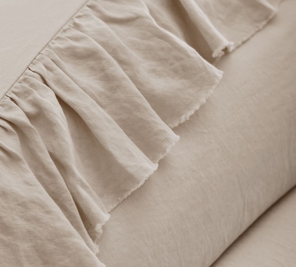 Baby Pink - 100% Pure Linen | Linen Cotton Mix | 3 Piece Ruffle Duvet Cover Set | Handmade | Pre-washed | Soft