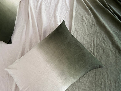 Moss Green - Ombre - Dip-Dye | 100% Pure Linen | Linen Cotton Mix | 3 Piece Duvet Set | 4 Piece Sheet Set | Handmade | Pre-washed | Soft