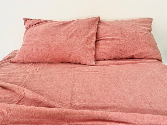 Brick Red - Stone Washed | Antiqued | Ultra Soft | 100% Pure Linen | Linen Cotton Mix | 3 Piece Duvet Set | 4 Piece Sheet Set | Handmade