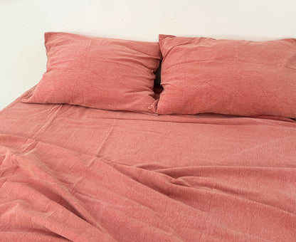 Brick Red - Stone Washed | Antiqued | Ultra Soft | 100% Pure Linen | Linen Cotton Mix | 3 Piece Duvet Set | 4 Piece Sheet Set | Handmade