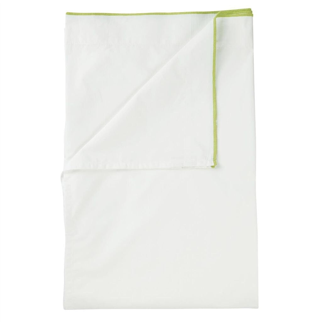 White with Lime Green Piping  - Pure Cotton, Pure Linen or Linen Cotton Mix | 3 Piece Piped Duvet Cover Set | Handmade | Pre-washed