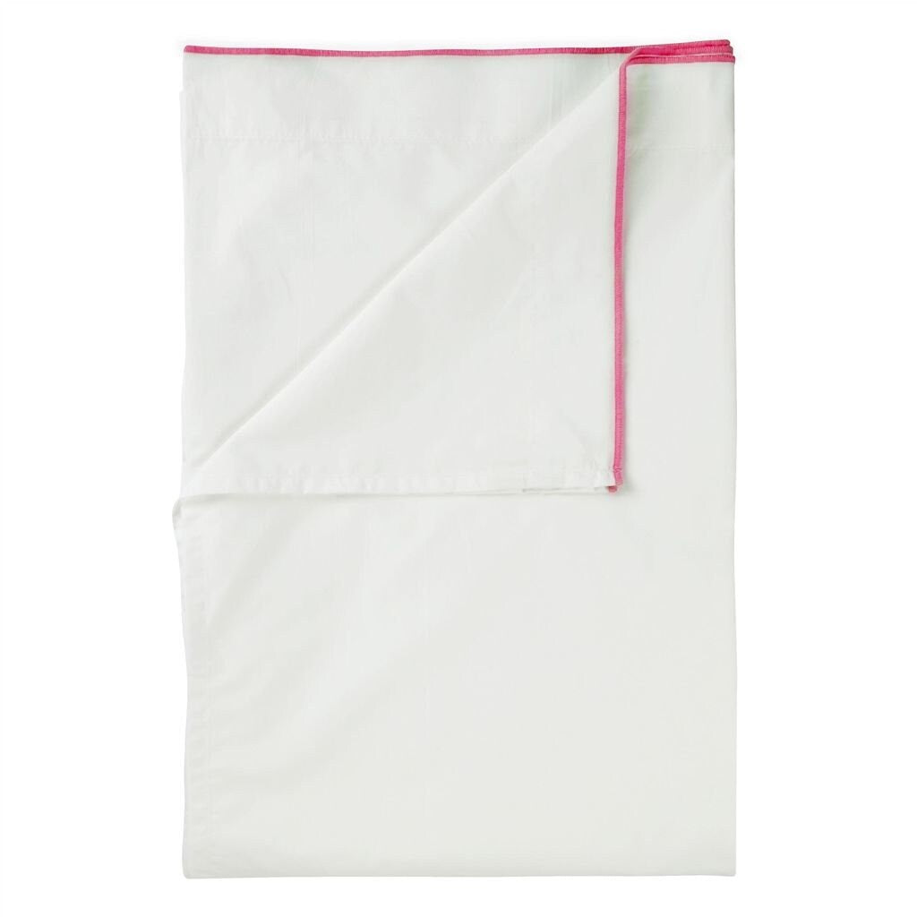 White with Pink Piping  - Pure Cotton, Pure Linen or Linen Cotton Mix | 3 Piece Piped Duvet Cover Set | Handmade | Pre-washed