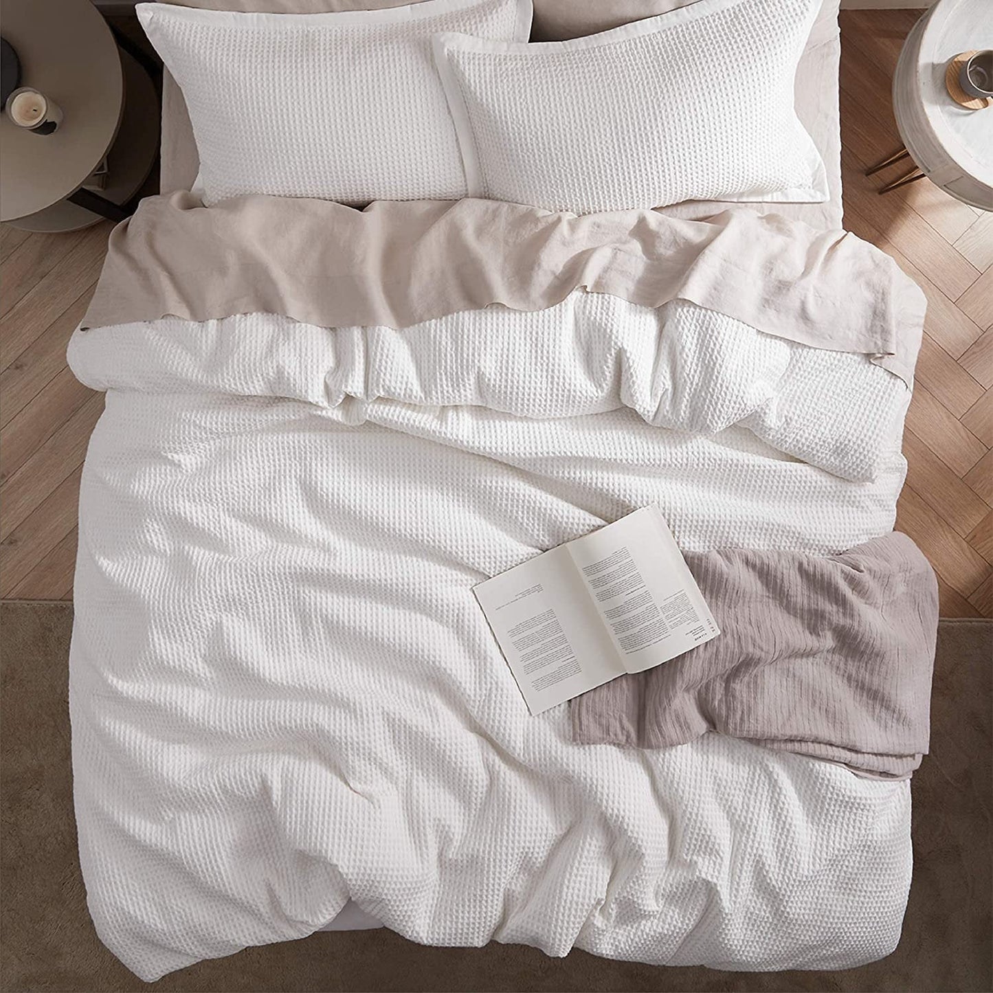 Waffle Weave Linen Cotton Mix Duvet Cover Set | 3 Piece Duvet Cover Set | Handmade