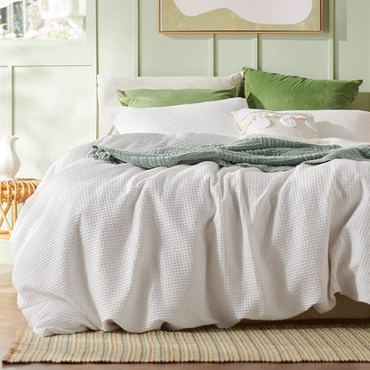 Waffle Weave Linen Cotton Mix Duvet Cover Set | 3 Piece Duvet Cover Set | Handmade