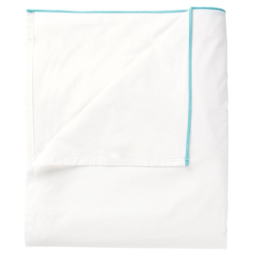 White with Light Blue Piping  - Pure Cotton, Pure Linen or Linen Cotton Mix | 3 Piece Piped Duvet Cover Set | Handmade | Pre-washed
