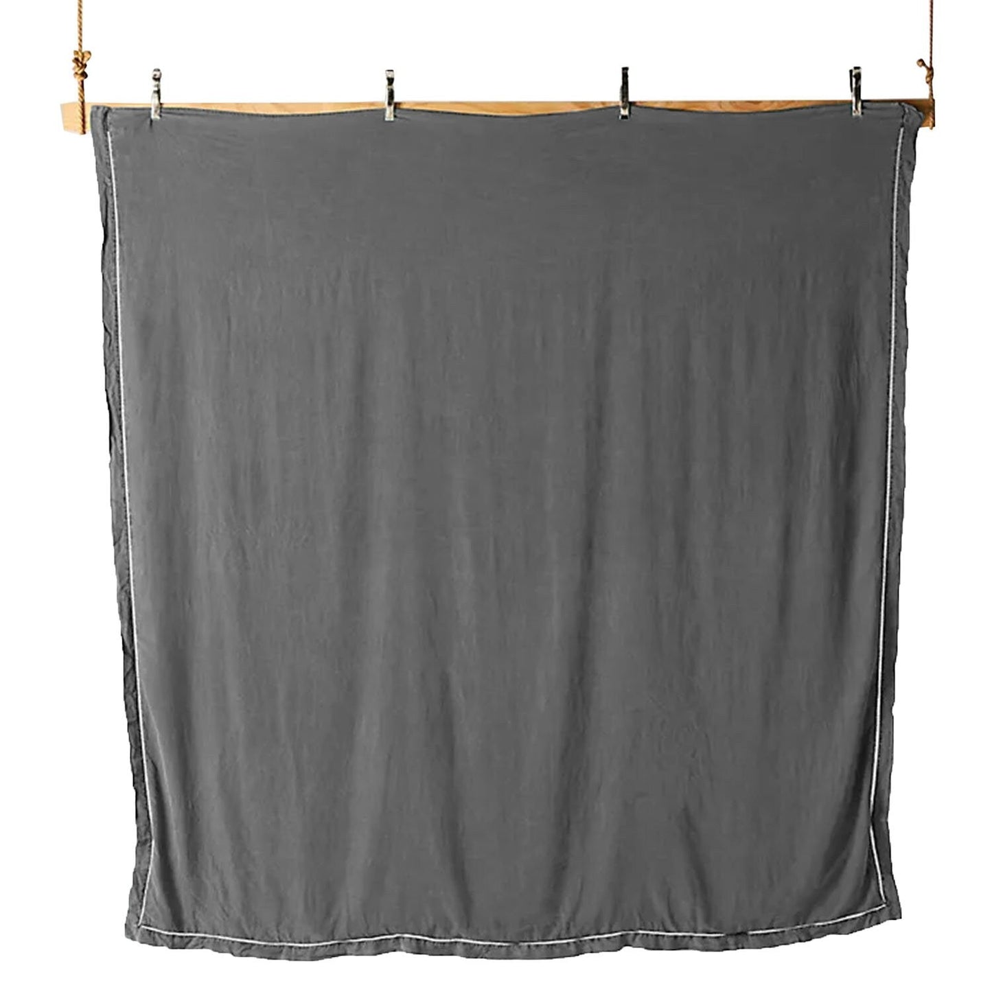 Embroidered Edge Light Grey 100% Pure Linen | Linen Cotton Mix | 3 Piece Duvet Cover Set | 4 Piece Sheet Set | Handmade | Pre-washed | Soft