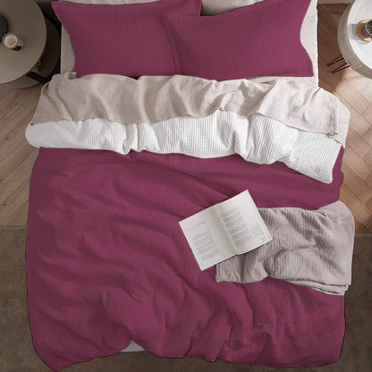 Waffle Weave Pure Cotton Duvet Cover Set | 100% Pure Cotton | 3 Piece Duvet Cover Set | Handmade