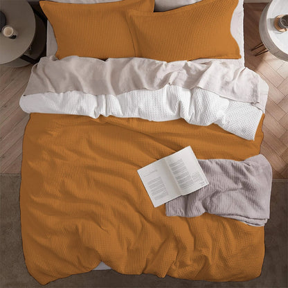 Waffle Weave Pure Linen Duvet Cover Sets | 3 Piece Duvet Cover Set | Handmade