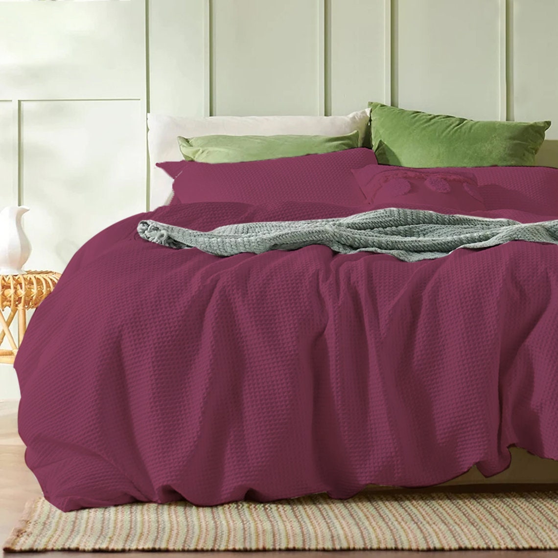 Waffle Weave Pure Cotton Duvet Cover Set | 100% Pure Cotton | 3 Piece Duvet Cover Set | Handmade