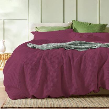 Waffle Weave Pure Cotton Duvet Cover Set | 100% Pure Cotton | 3 Piece Duvet Cover Set | Handmade