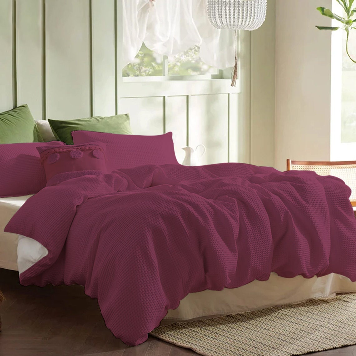 Waffle Weave Pure Cotton Duvet Cover Set | 100% Pure Cotton | 3 Piece Duvet Cover Set | Handmade