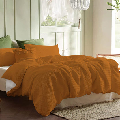 Waffle Weave Pure Linen Duvet Cover Sets | 3 Piece Duvet Cover Set | Handmade