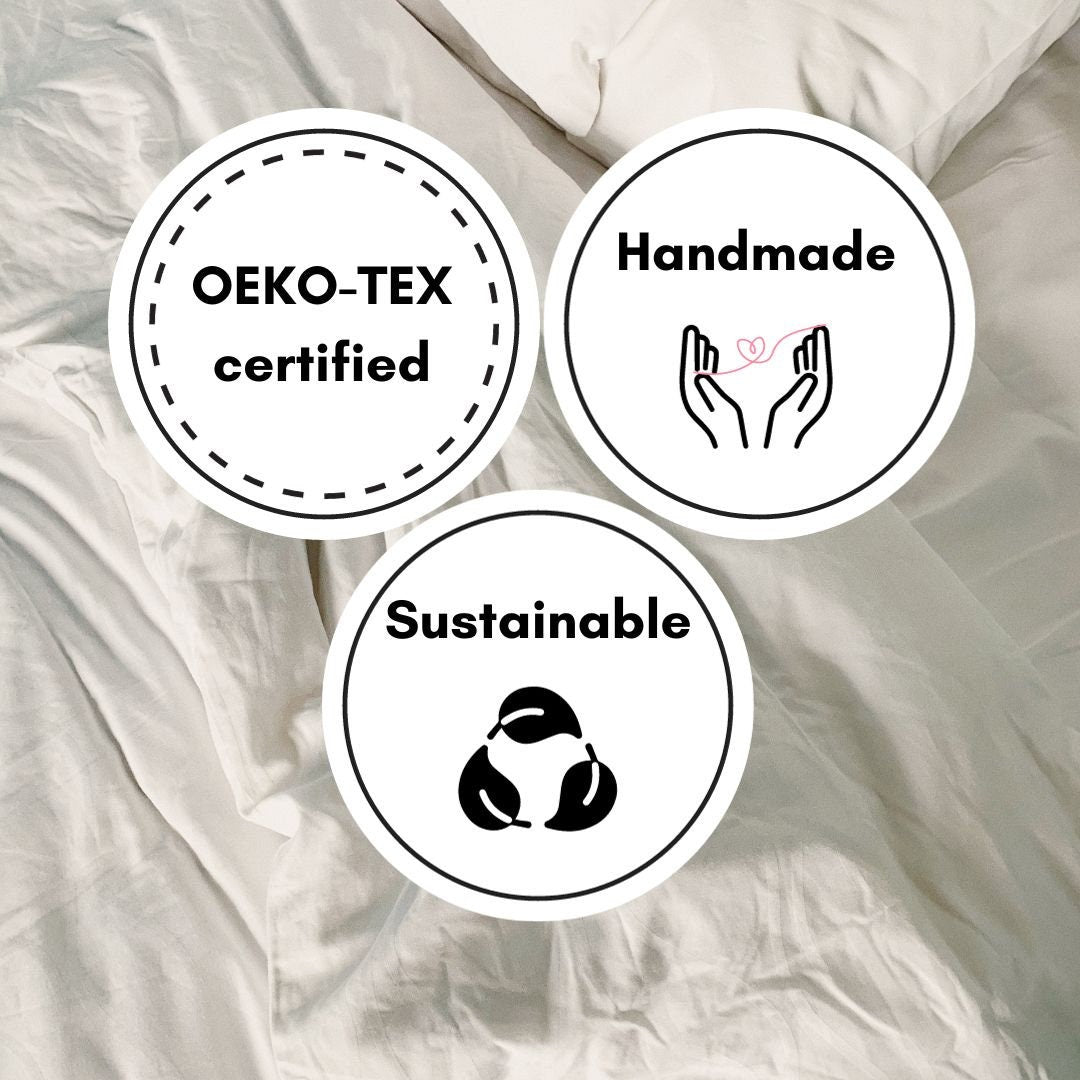 Light Grey - 100% Pure Linen | Linen Cotton Mix | 3 Piece Ruffle Duvet Cover Set | Handmade | Pre-washed | Soft