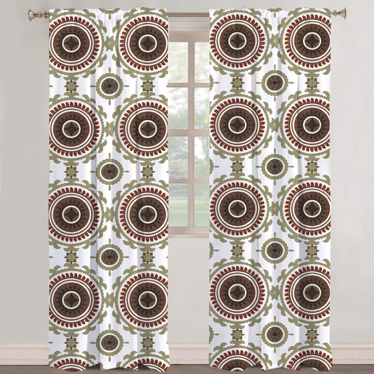 Anthea - Set of 2 Panels Crewel Embroidered Curtains | Linen Cotton Mix | Fully Embroidered | Lined