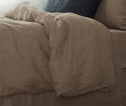 Dusty Brown - 100% Pure Linen | Linen Cotton Mix | 3 Piece Duvet Cover Set | 4 Piece Sheet Set | Handmade | Pre-washed | Soft