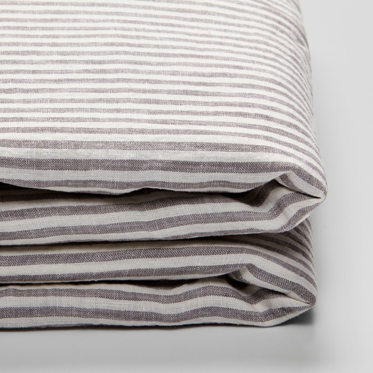 Grey and White Striped - 100% Pure Linen | Linen Cotton Mix | 3 Piece Duvet Cover Set | 4 Piece Sheet Set | Handmade | Pre-washed | Soft