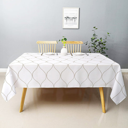 Amara - Crewel Embroidered Tablecloth | Linen Cotton Mix | Soft | Handmade | Cotton Linen Backing | Customisable Sizes