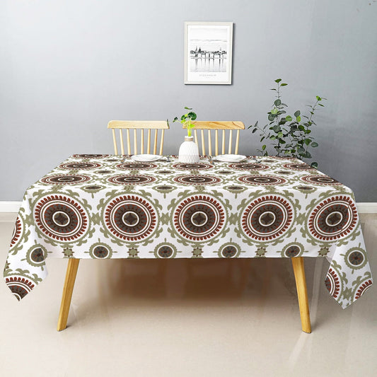 Anthea- Crewel Embroidered Tablecloth | Linen Cotton Mix | Soft | Handmade | Cotton Linen Backing | Customisable Sizes