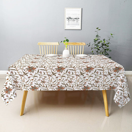 January - Crewel Embroidered Tablecloth | Linen Cotton Mix | Soft | Handmade | Cotton Linen Backing | Customisable Sizes