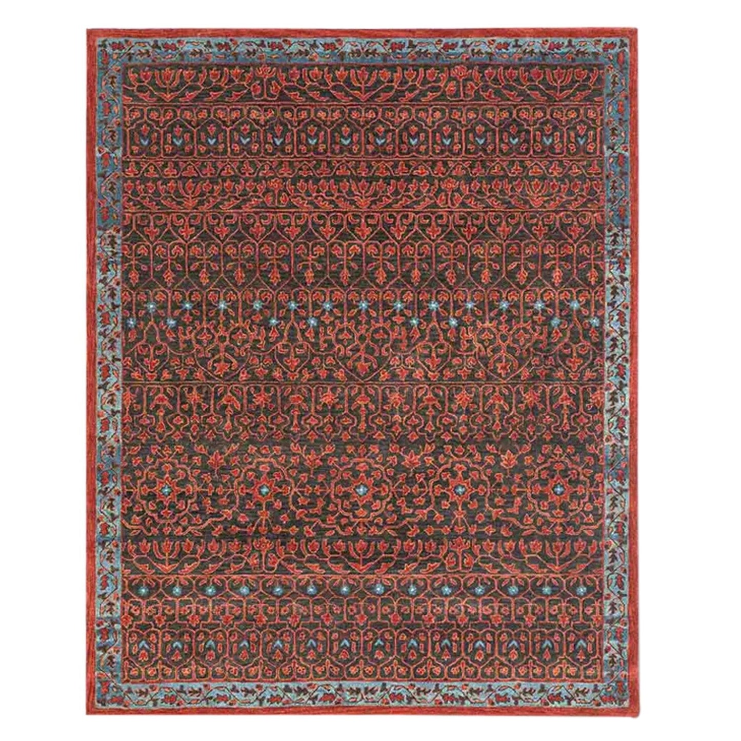 Razdan - Handcrafted Rug/Carpet | Pure Wool | Hand Tufted | High Pile | High Density | Yarn Dyed | Red, Black, Blue