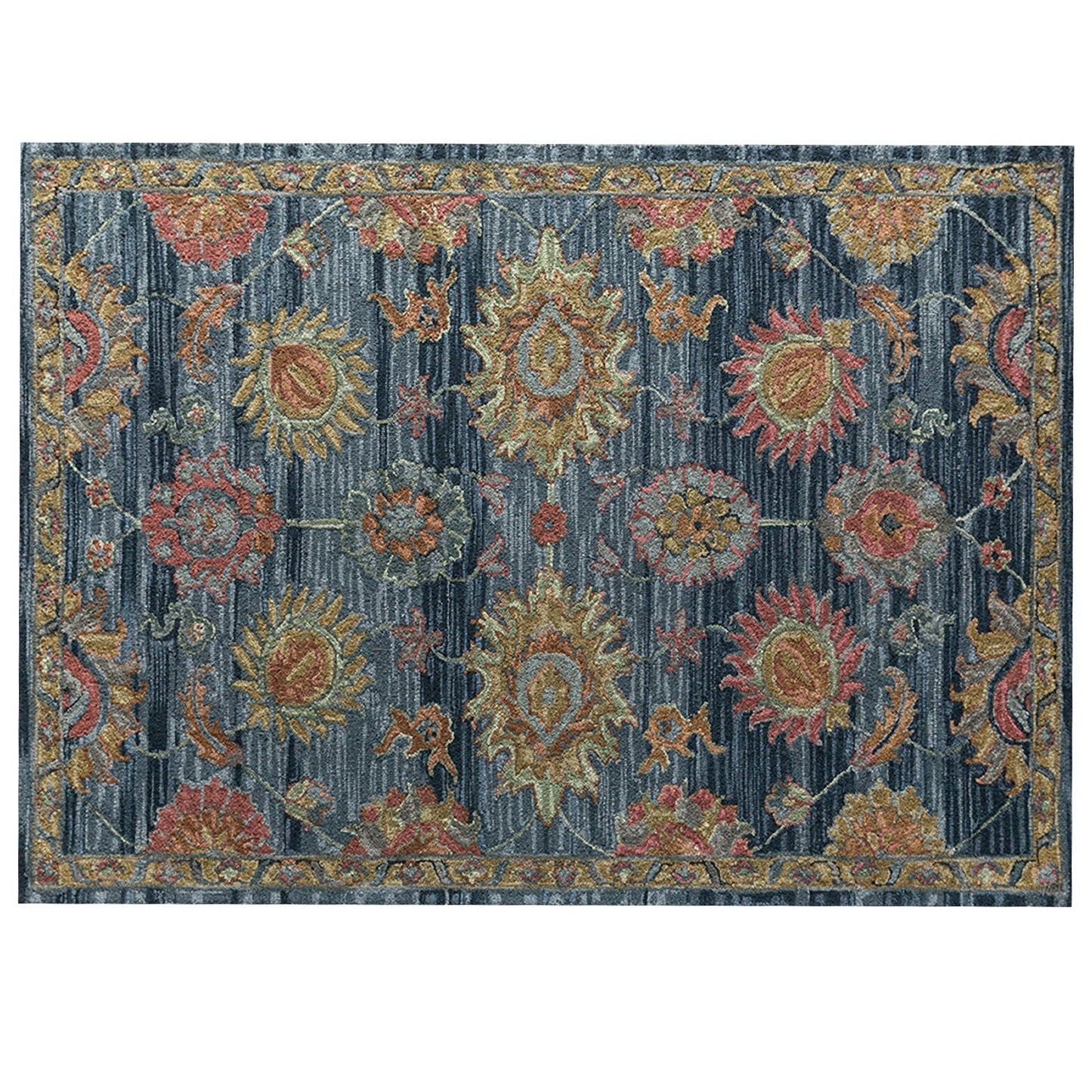 Aziz Hand-Tufted Wool Rug - Blue, Pink & Yellow