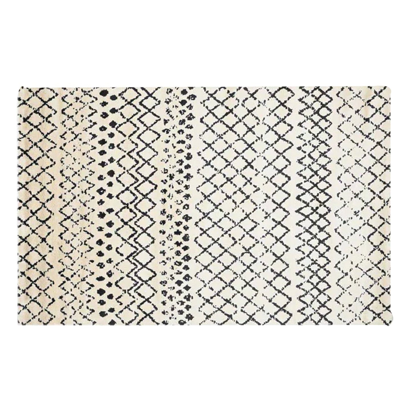 Cream & Black Handcrafted Pure Wool Rug