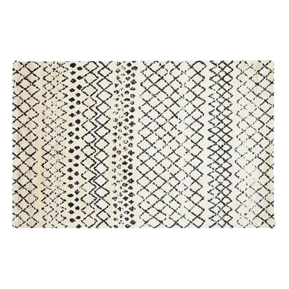 Cream & Black Handcrafted Pure Wool Rug