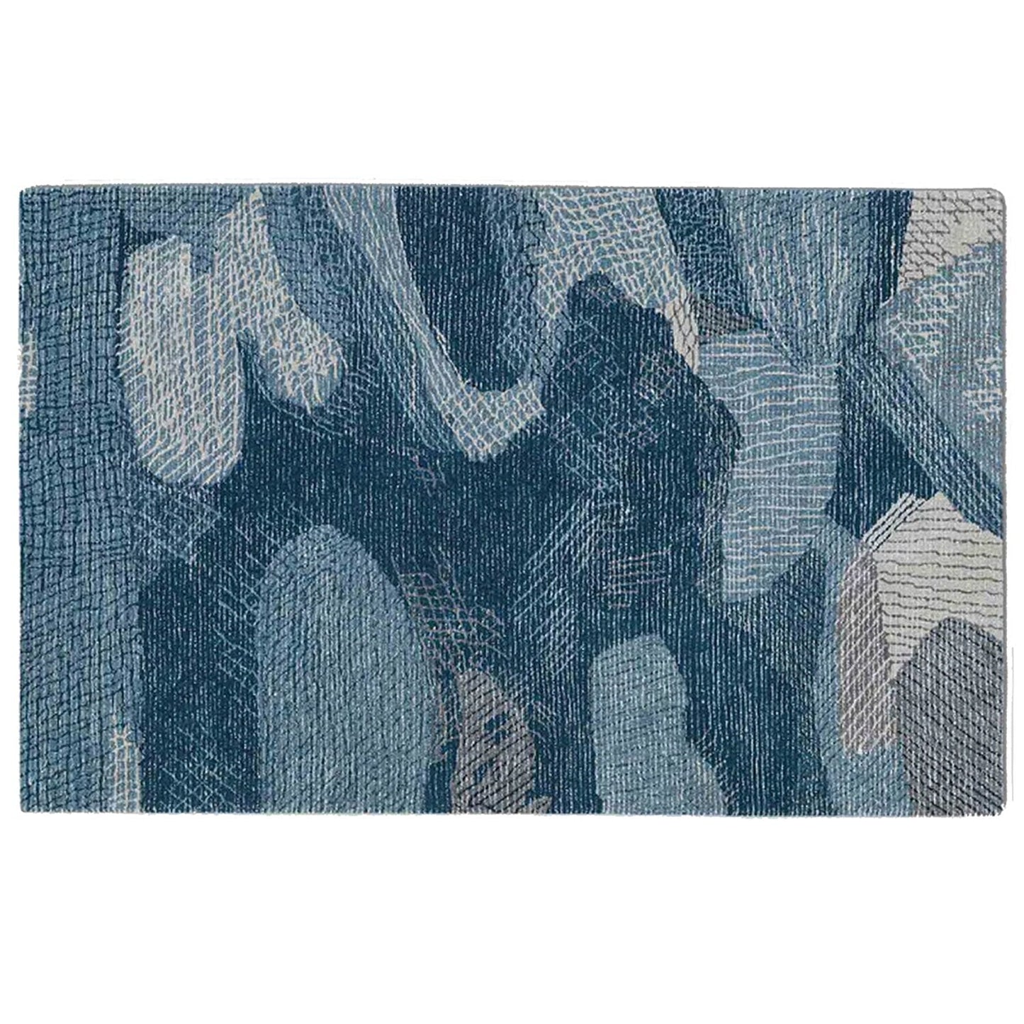 Shades of Blue Abstract Handcrafted Wool Rug