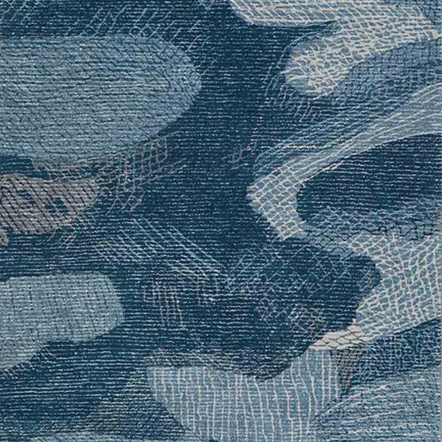 Shades of Blue Abstract Handcrafted Wool Rug